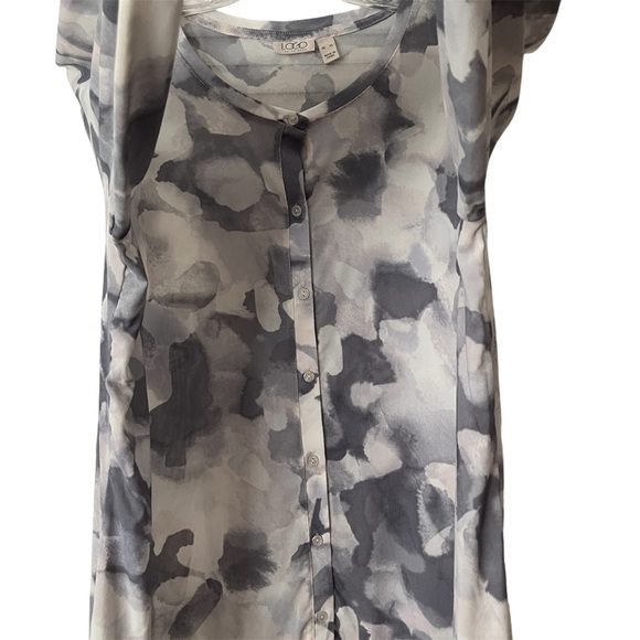 LOGO Layers by Lori Goldstein Pearl Printed Mesh Cardigan, button front, size XL - Picture 4 of 7